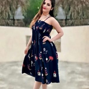 Knee Length Western Printed Sleeveless Kurti